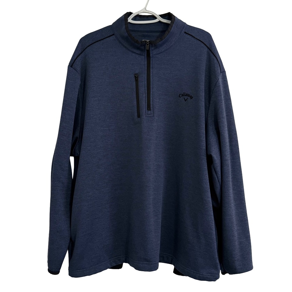 Callaway Mens XXL 1/4 Zip Pullover Jacket Navy Blue Heather Golf Sweater SA4338